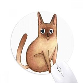Dıythinker Miaoji Boyama Suluboya Kedi Siyam Baskılı Yuvarlak Kaymaz Kauçuk Mouse Pad