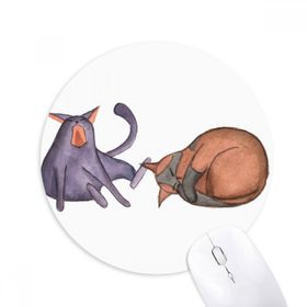 Dıythinker Miaoji Boyama Suluboya Mavi Kedi Baskılı Yuvarlak Kaymaz Kauçuk Mouse Pad