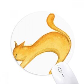 Dıythinker Miaoji Resim Turuncu Kedi Suluboya Baskılı Yuvarlak Kaymaz Kauçuk Mouse Pad