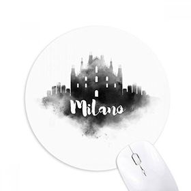 Dıythinker Milano İtalya Simgesi Mürekkep Şehir Boyama Baskılı Yuvarlak Kaymaz Kauçuk Mouse Pad