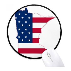 Dıythinker Minnesota ABD Haritası Yıldız Çizgili Bayrak Şekli Yuvarlak Kaymaz Mouse Pad