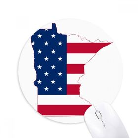 Dıythinker Minnesota ABD Haritası Yıldızlar Çizgili Bayrak Şekli Baskılı Yuvarlak Kaymaz Kauçuk Mouse Pad