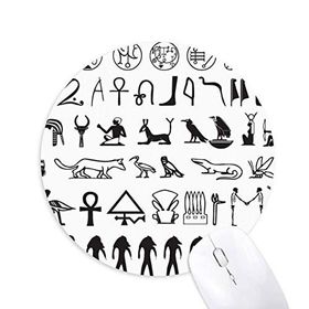 Dıythinker Mısır Hiyeroglif Fresko İllüstrasyon Desen Baskılı Yuvarlak Kaymaz Kauçuk Mouse Pad
