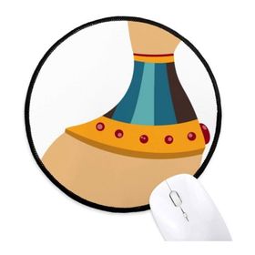 Dıythinker Mısır Kedi Totem Illüstrasyon Desen Yuvarlak Kaymaz Mousepadler Siyah Titched Kenarları Oyunu Ofis Hediye