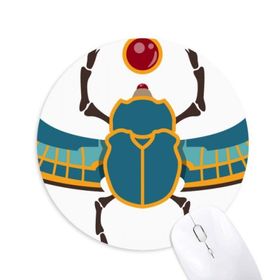 Dıythinker Mısır Kırmızı Sarı Mavi Böcek Atonizm Baskılı Yuvarlak Kaymaz Kauçuk Mouse Pad