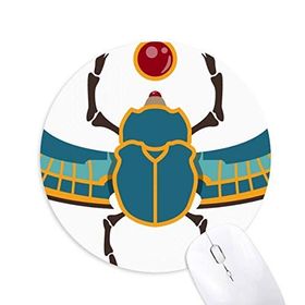 Dıythinker Mısır Kırmızı Sarı Mavi Böcek Atonizm Baskılı Yuvarlak Kaymaz Kauçuk Mouse Pad