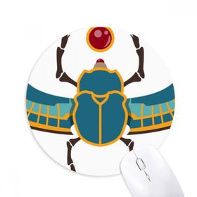 Dıythinker Mısır Kırmızı Sarı Mavi Böcek Atonizm Baskılı Yuvarlak Kaymaz Kauçuk Mouse Pad