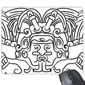 Dıythinker Mısır Kültürü Siyah Beyaz Soyut Totem Figür Kanatlar Fresko Asimetrik İllüstrasyon Desen Baskılı Dikdörtgen Kaymaz Kauçuk Mouse Pad