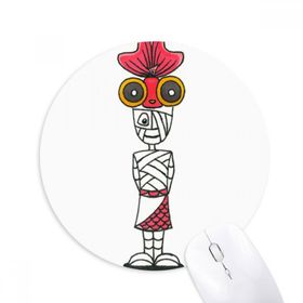 Dıythinker Mısır Mumya Horus Japon Balığı Şapkası Baskılı Yuvarlak Kaymaz Kauçuk Mouse Pad