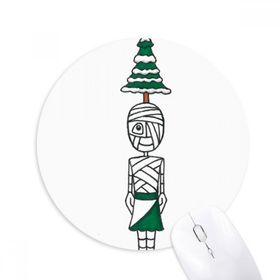 Dıythinker Mısır Mumya Horus Noel Ağacı 01 Baskılı Yuvarlak Kaymaz Kauçuk Mouse Pad