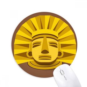 Dıythinker Mısır Soyut Firavun Altın Desenli Baskılı Yuvarlak Kaymaz Kauçuk Mouse Pad