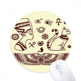 Dıythinker Mısır Soyut Firavun Siyah Kedi Desenli Baskılı Yuvarlak Kaymaz Kauçuk Mouse Pad