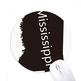 Dıythinker Mississippi ABD Haritası Silüeti Baskılı Yuvarlak Kaymaz Kauçuk Mouse Pad
