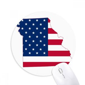 Dıythinker Missouri ABD Haritası Yıldızlar ve Çizgiler Bayrak Şekli Baskılı Yuvarlak Kaymaz Kauçuk Mouse Pad