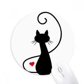Dıythinker Miyav Kalp Kedi Sihouette Hayvan Baskılı Yuvarlak Kaymaz Kauçuk Mouse Pad