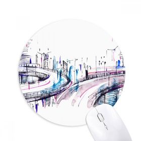 Dıythinker Modern Bina Gökdelen Üst Geçiş Baskılı Yuvarlak Kaymaz Kauçuk Mouse Pad