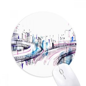 Dıythinker Modern Bina Gökdelen Üst Geçiş Baskılı Yuvarlak Kaymaz Kauçuk Mouse Pad
