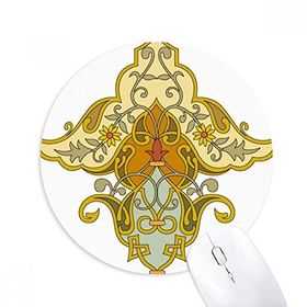Dıythinker Modern Çiçek Paralel Barok Desenli Baskılı Yuvarlak Kaymaz Kauçuk Mouse Pad