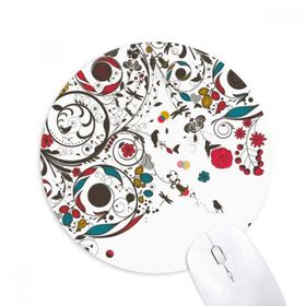 Dıythinker Modern Sanat İllüstrasyon Çiçekler Bitkiler Baskılı Yuvarlak Kaymaz Kauçuk Mouse Pad
