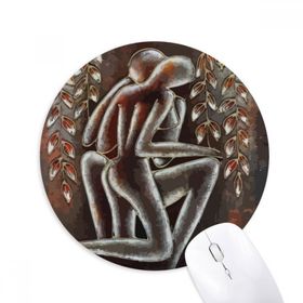 Dıythinker Modern Stil Soyut Karakterler İllüstrasyon Baskılı Yuvarlak Kaymaz Kauçuk Mouse Pad