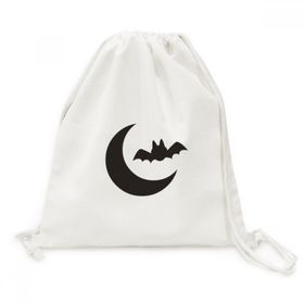 Dıythinker Moon Bat Happy Fear Cadılar Bayramı Kanvas İpli Sırt Çantası