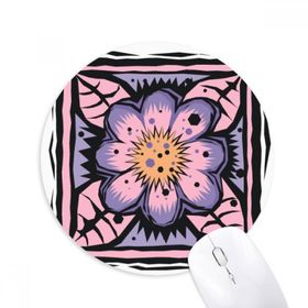 Dıythinker Mor Çiçek Meksika Kültürü Elemanı Oyma Baskılı Yuvarlak Kaymaz Kauçuk Mouse Pad