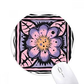 Dıythinker Mor Çiçek Meksika Kültürü Elemanı Oyma Baskılı Yuvarlak Kaymaz Kauçuk Mouse Pad