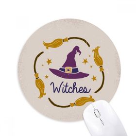 Dıythinker Mor Şapka Çizgi Film Desenli Cadılar Bayramı Baskılı Yuvarlak Kaymaz Kauçuk Mouse Pad
