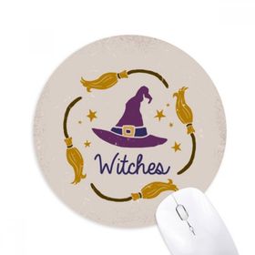 Dıythinker Mor Şapka Çizgi Film Desenli Cadılar Bayramı Baskılı Yuvarlak Kaymaz Kauçuk Mouse Pad