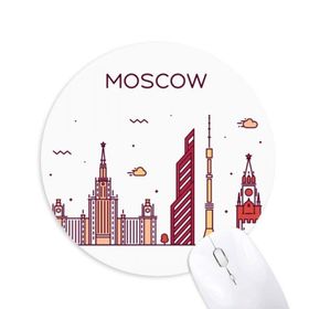 Dıythinker Moskova Rusya Düz Kent Simgesi Desenli Baskılı Yuvarlak Kaymaz Kauçuk Mouse Pad