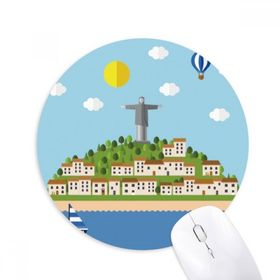 Dıythinker Mount Corcovado Ateş Balonu Brezilya Baskılı Yuvarlak Kaymaz Kauçuk Mouse Pad