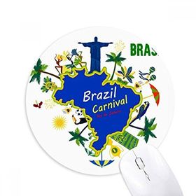 Dıythinker Mount Corcovado Brezilya Haritaları Brezilya Karnaval Baskılı Yuvarlak Kaymaz Kauçuk Mouse Pad