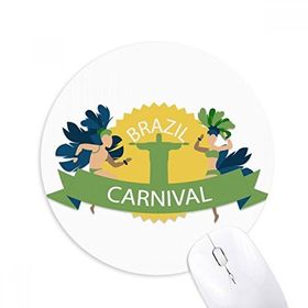 Dıythinker Mount Corcovado Hula Brazil Karnaval Baskılı Yuvarlak Kaymaz Kauçuk Mouse Pad