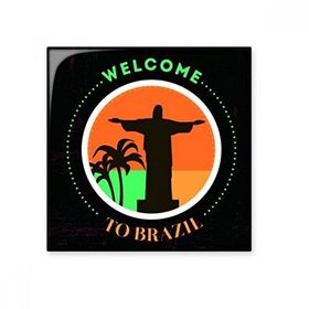 Dıythinker Mount Corcovado Welcom To Brazil Slogan Brezilya Kültürel Element Seramik Dekorasyon 10x10 cm Seramik Karo