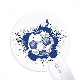 Dıythinker Mürekkep Çizgi Film Futbol Mavi Futbol Baskılı Yuvarlak Kaymaz Kauçuk Mouse Pad
