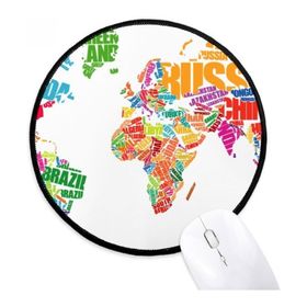 Dıythinker Mutlicolour Dünya Haritası Ülkeler Adı Yuvarlak Kaymaz Mousepads Siyah Titched Kenarları Oyun Ofis Hediye