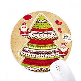 Dıythinker Mutlu Noeller Ağacı İllüstrasyon Baskılı Yuvarlak Kaymaz Kauçuk Mouse Pad
