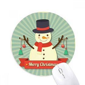 Dıythinker Mutlu Noeller Kardan Adam Çizgi Film İllüstrasyon Baskılı Yuvarlak Kaymaz Kauçuk Mouse Pad