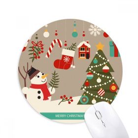 Dıythinker Mutlu Noeller Kardan Adam Desen Baskılı Yuvarlak Kaymaz Kauçuk Mouse Pad