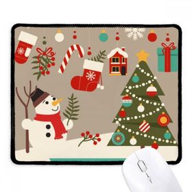 Dıythinker Mutlu Noeller Kardan Adam Deseni Kaymaz Siyah Başlıklı Kenarlar Mouse Pad