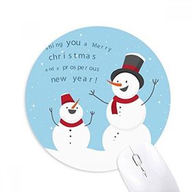 Dıythinker Mutlu Noeller Kardan Adam Mavi Gökyüzü Baskılı Yuvarlak Kaymaz Kauçuk Mouse Pad