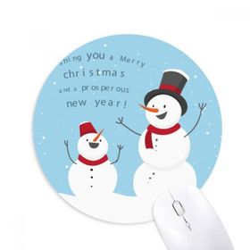 Dıythinker Mutlu Noeller Kardan Adam Mavi Gökyüzü Baskılı Yuvarlak Kaymaz Kauçuk Mouse Pad