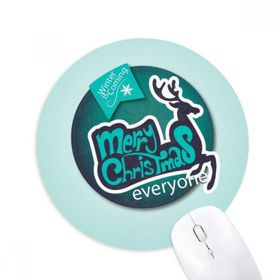 Dıythinker Mutlu Noeller Mavi Ren Geyiği İllüstrasyon Baskılı Yuvarlak Kaymaz Kauçuk Mouse Pad