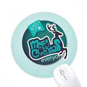 Dıythinker Mutlu Noeller Mavi Ren Geyiği İllüstrasyon Baskılı Yuvarlak Kaymaz Kauçuk Mouse Pad
