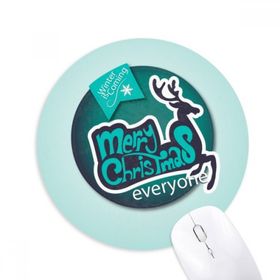 Dıythinker Mutlu Noeller Mavi Ren Geyiği İllüstrasyon Baskılı Yuvarlak Kaymaz Kauçuk Mouse Pad
