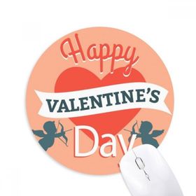 Dıythinker Mutlu Sevgililer Günü Kalp Melek Baskılı Yuvarlak Kaymaz Kauçuk Mouse Pad