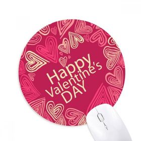 Dıythinker Mutlu Sevgililer Günü Pembe Kalp Baskılı Yuvarlak Kaymaz Kauçuk Mouse Pad