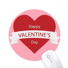 Dıythinker Mutlu Sevgililer Günü Pembe Kırmızı Baskılı Yuvarlak Kaymaz Kauçuk Mouse Pad