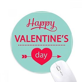 Dıythinker Mutlu Sevgililer Günü Yeşil Kalp Baskılı Yuvarlak Kaymaz Kauçuk Mouse Pad