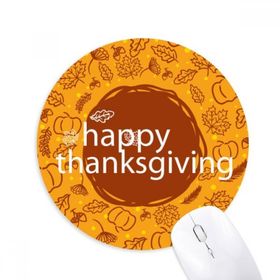 Dıythinker Mutlu Şükran Günü İllüstrasyon Desen Baskılı Yuvarlak Kaymaz Kauçuk Mouse Pad
